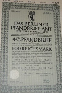 Das Berliner Pfandbrief-Amt 1940 500 Reichsmark