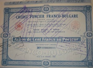 Credit Fontier Franco-Bulgare Action 1930