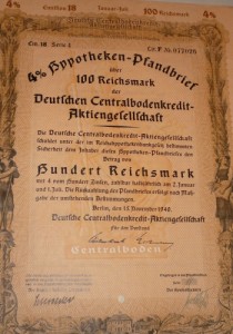 Hypotheken Pfandbrief 100 Reichsmark 1940