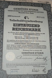 Teilschuldverschreibung 1.000 Reichsmark 1941