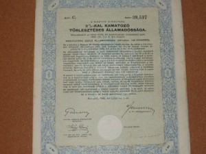 Magyar Királyság 3 %-kal kamatozó államadóssági kötvény 1942