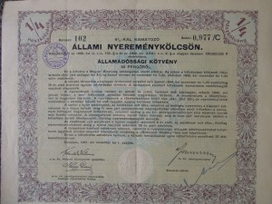 Állami nyereménykölcsön 50 pengő 1941