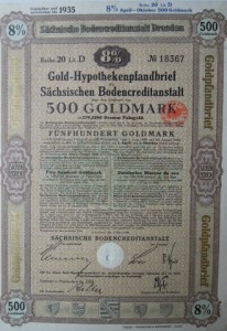 Gold-Hypothekenpfandbrief 500 Goldmark 1928