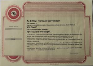 Ekisz Ruházati Szövetkezet szövetkezeti üzletrész értékpapír