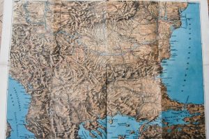 Panoráma térkép Balkán Duna 1877 Relief Karte Balkan Donau régi map
