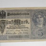 5 Német márka 1910 bankjegy papír pénz