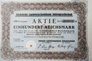 Sachsische LAndwirtschaaftsbank Aktiengesellschaft 1926 Aktie, régi német részvény, értékpapír,