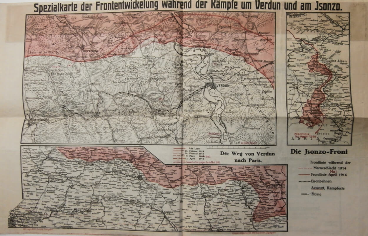 I. Világháború térkép Isonzó Munkács