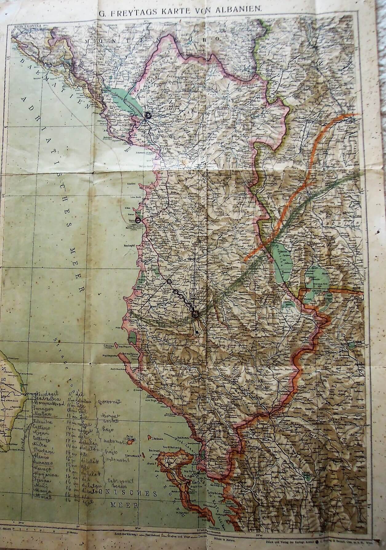 Albánia régi térkép cca 1928