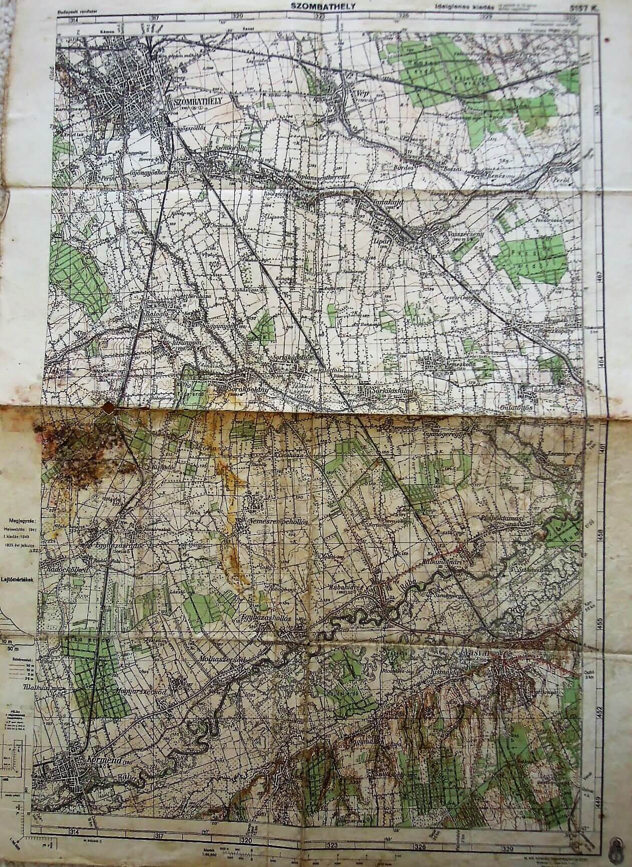 Szombathely és Körmend környéke régi térkép 1943