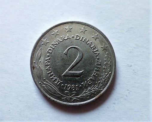 2 Dinár Jugoszlávia 1981 fémpénz