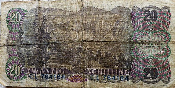 20 Schilling 1956 Ausztria papírpénz