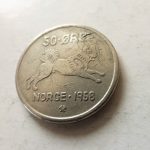 50 Öre fémpénz 1958 Norvégia