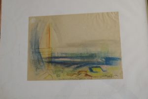 Mikus Gyula Balatoni vitorlás 1967 festmény grafika pasztel