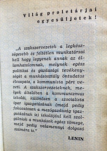 Szakszervezeti Tagsági Könyv bélyeggel