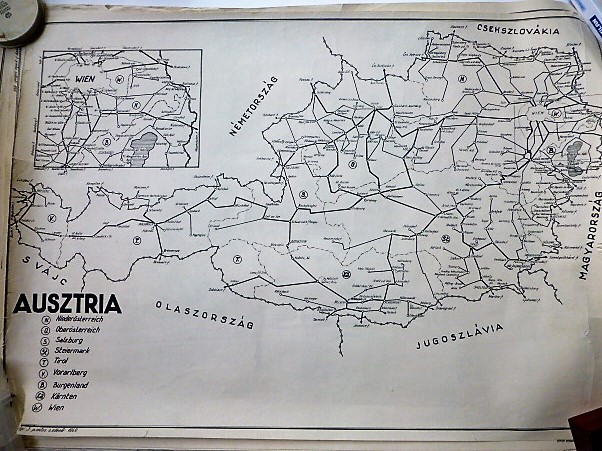 Ausztria vasúti térkép 1949