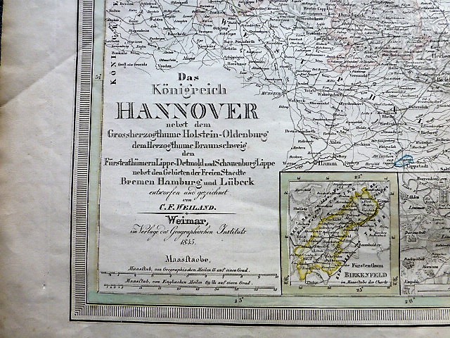 Das Königreich Hannover térkép 1845 Hannoveri Királyság