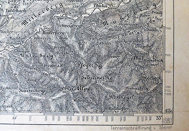 Eisenerz Wildalpe  Aflenz Hochschwab Ausztria térkép 1880  