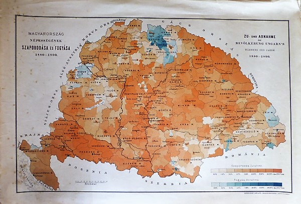 Magyarország Népességének Szaporodása és Fogyása 1890 térkép