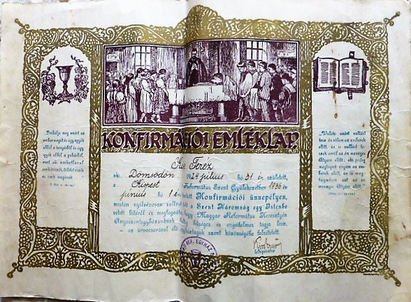 Konfirmáció emléklap 1936