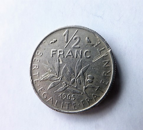 1/2 Franc Franciaország fémpénz 1965