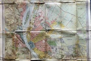 Budapest térkép 1896 Homolka kasírozva