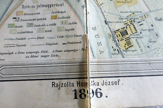 Budapest térkép 1896 Homolka kasírozva