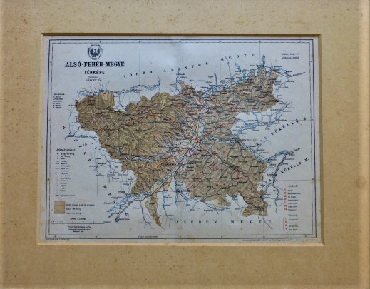 Alsó-Fehér Megye térkép paszpartuban 1893