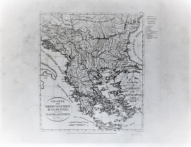 Görögország régi német térkép