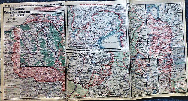 I. Világháború térkép 1916, német nyelvű kiadás