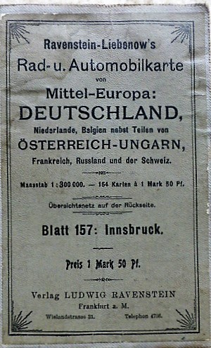 Innsbruck környéke régi autó térkép 1920