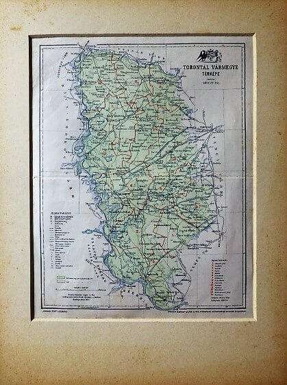 Torontál Vármegye Térkép 1897 paszpartuban