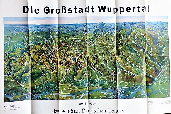 Wuppertal Németország régi panoráma térkép