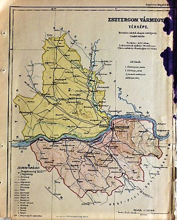 Esztergom Vármegye régi Térkép