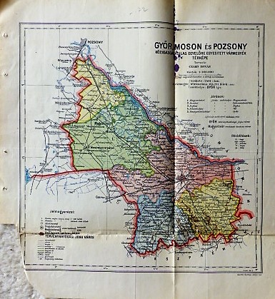 Győr Moson és Pozsony vármegye térkép 1927