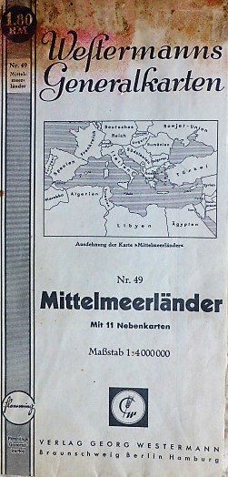 Vestermanns Földközi Tenger környéke térkép 1940