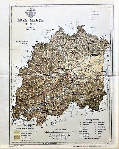 Árva Megye térkép 1893