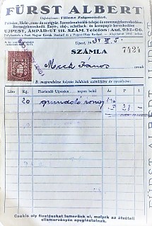 Régi számla 2 fillér bélyeggel 1934