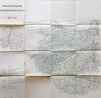 Magyarország Autóbusz Hálózata 1971-72 térkép