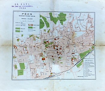 Pécs szabad királyi város térkép 1920-as évek