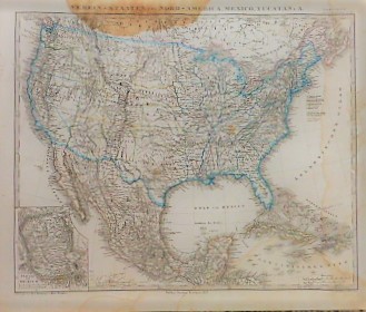 USA Amerikai Egyesült Államok Mexico Yucatan régi térkép 1867