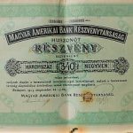 Magyar Amerikai Bank RT részvény 1923