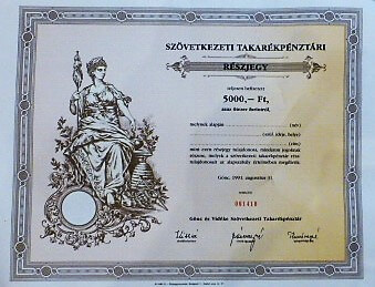 Szövetkezeti Takarékpénztári Részjegy Gönc és Vidéke