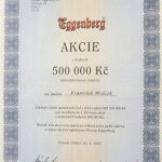 Eggenberg Sörgyár Prága cseh részvény 500 000 korona