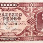 Százezer B Pengő 1946 magyar papír pénz