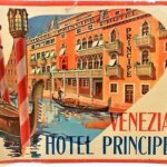 Venezia Hotel Principe régi retro börönd cimke matrica