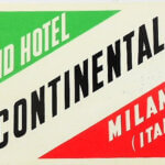 Grand Hotel Continental Milano Italy régi retro bőrönd cimke matrica