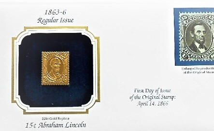 15 Cent Abraham Lincoln arany bélyeg USA 22 kt Gold Replica