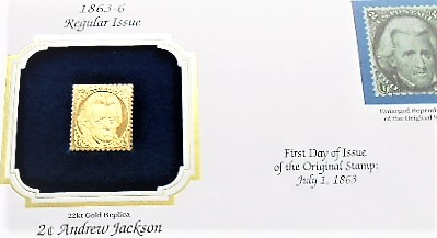 Arany bélyeg 2 C Andrew Jackson 22kt Gold Replica