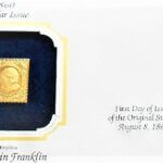 Arany bélyeg 30 C Benjamin Franklin stamp 22 kt Gold Replica